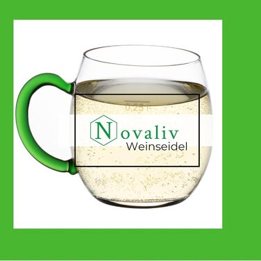Novaliv 6X Wine Goblet with Green Handle, 250 ml Wine Glass Calibrated, White Wine Glass, Mulled Wine Glasses, Mulled Wine Cup, Punch Glasses, Teacups with Handle, Shandy Glass