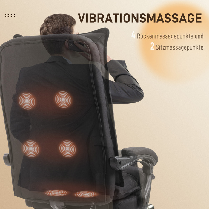 Vinsetto Office Chair with Massage Function, Ergonomic Desk Chair with Recline and Swivel Features, and Footrest, Black