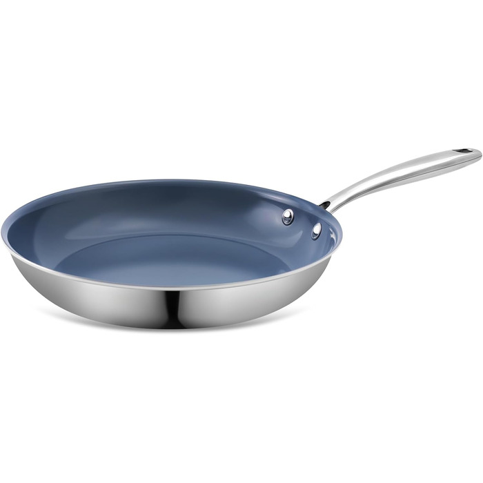 Сковорода з нержавіючої сталі з антипригарним покриттям Creamic, 20 см, без PFOA, PTFE та PFAS, для здорового харчування, сумісна з індукцією, електрикою та газом