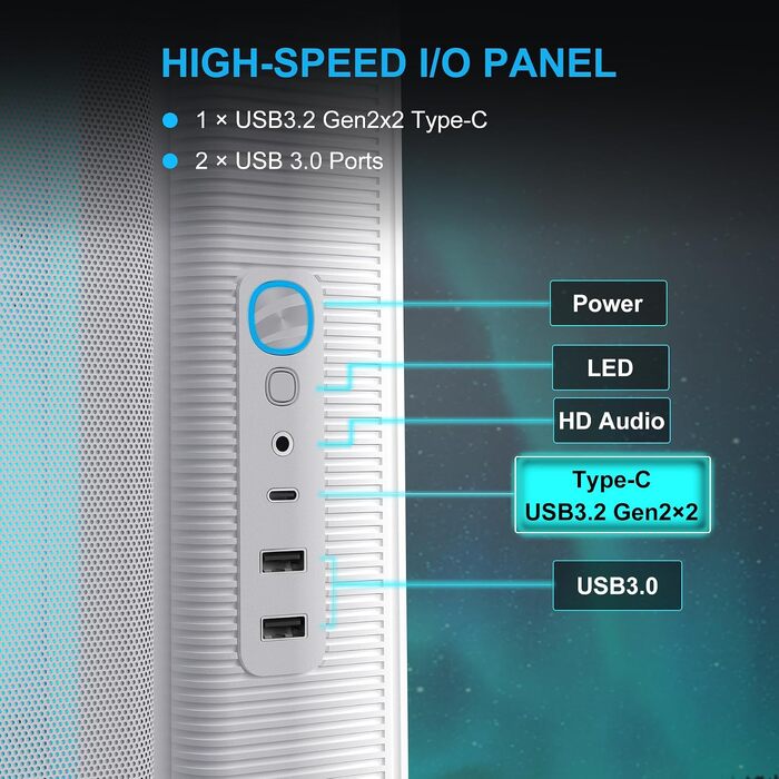 Корпус для ПК SAMA S50 Airflow, 4 ARGB PWM вентилятори, USB Type-C, Mesh панель, Білий