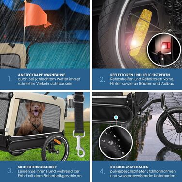 KESSER® Візок для собак Боксер 3-в-1: візок, буксир для велосипеда та лежак. Великий об'єм 240 літрів, амортизація, поворотне переднє колесо 360°, матеріал 600D Oxford Canvas, SmartSpace, вантажопідйомність 40 кг, зелений