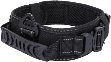 Тактичний нашийник для собак з контролем, 7 см, з двома пряжками, для великих собак (відбиваючий, чорний)