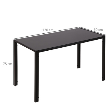 HOMCOM LED Dining Table Kitchen Table for 4 People, Tempered Glass & Metal, Black, 120x60x75cm, modern & stylish