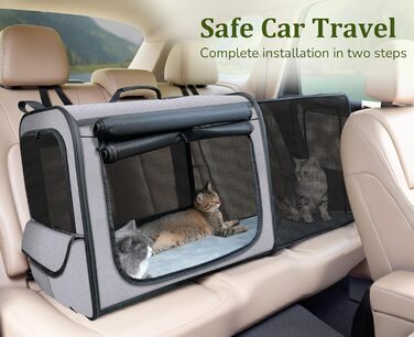 Транспортна переноска для собак Pecute: стабільна, складана, дихаюча, з ролетним віконцем (61x52x45 см)