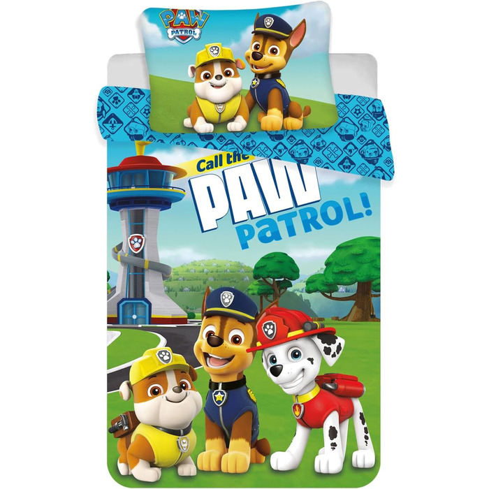 Бетліст для малюків JFabrics Paw Patrol, двосторонній, 100 x 135 см + 40 x 60 см, Маркус, Чейз, Рубен