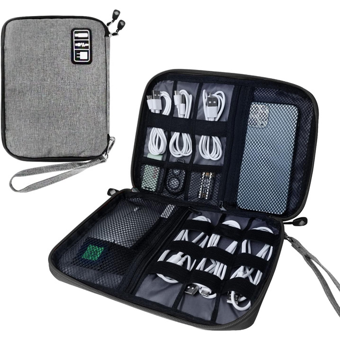 Органайзер для кабелів та аксесуарів для подорожей - LCSMAOKIN, сірий/чорний