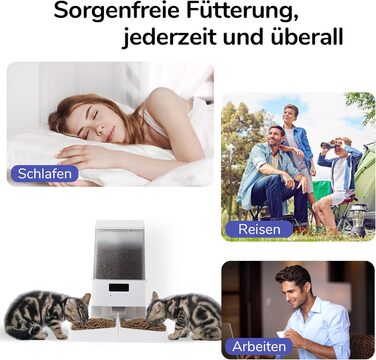 Автоматичний годівниця для котів FUKUMARU 5L з Wi-Fi, подвійний набір, програмований таймер, акумулятор/кабель живлення, білий