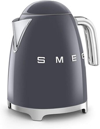 Електричний чайник Smeg KLF03PKEU 1.7L сірого кольору з нержавіючої сталі, з м'яким відкриванням кришки та фільтром від накипу