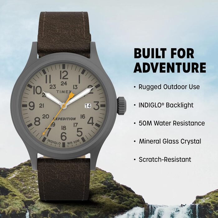 Годинник наручний Timex Expedition Scout - унісекс, кварц, корпус Gunmetal, ремінець Nylon, темно-коричневий