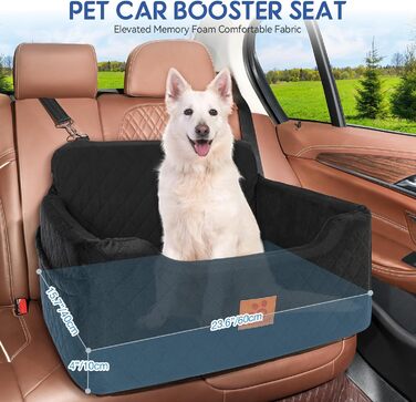 GL GLENSLAVE Dog Car Seat - Large & Medium Dogs, Up to 22kg/2 Small Dogs - Removable & Washable Pet Car Seat (Black)