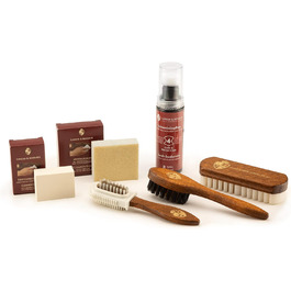 Langer & Messmer Suede Shoe Care Set - Shoe cleaning set with shoe brushes for nubuck leather care and care products for color refreshment, protection and impregnation to care for your suede shoes (6 pieces)