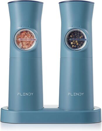 Gravity Electric Salt and Pepper Grinder Set, 2-Piece Set Rechargeable Electric Salt and Pepper Shakers with USB-C Charging Station, Electric Spice Grinder for Dry Spices