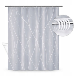 Сучасна текстильна штора для ванни, сіра, 180x200 см, з кільцями