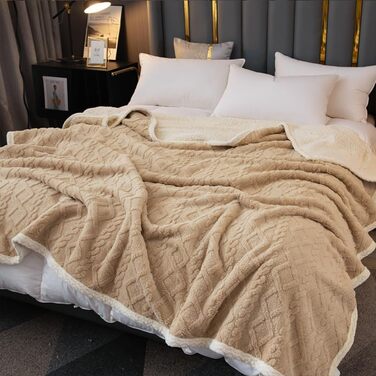 Плед Sherpa-Fleece з начосом, двосторонній, плюшевий, м'який, сірий-блакитний, 150 x 200 см