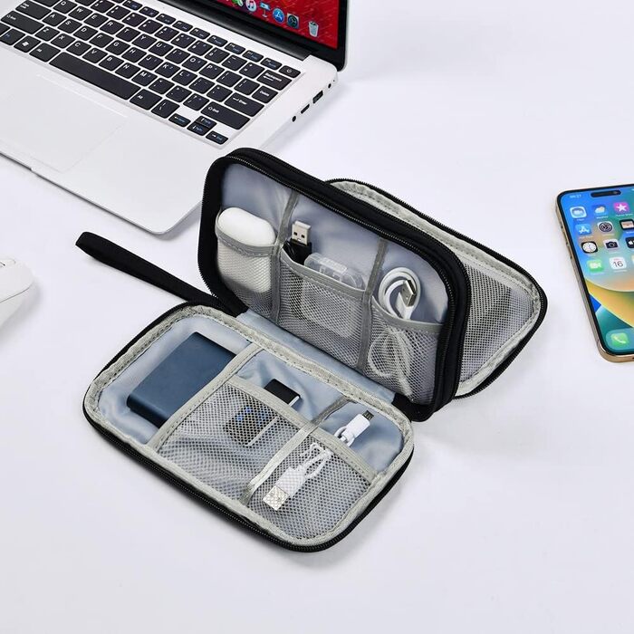 Органайзер для кабелів та аксесуарів: кейс для зарядних пристроїв, USB-накопичувачів та Power Bank (чорний)