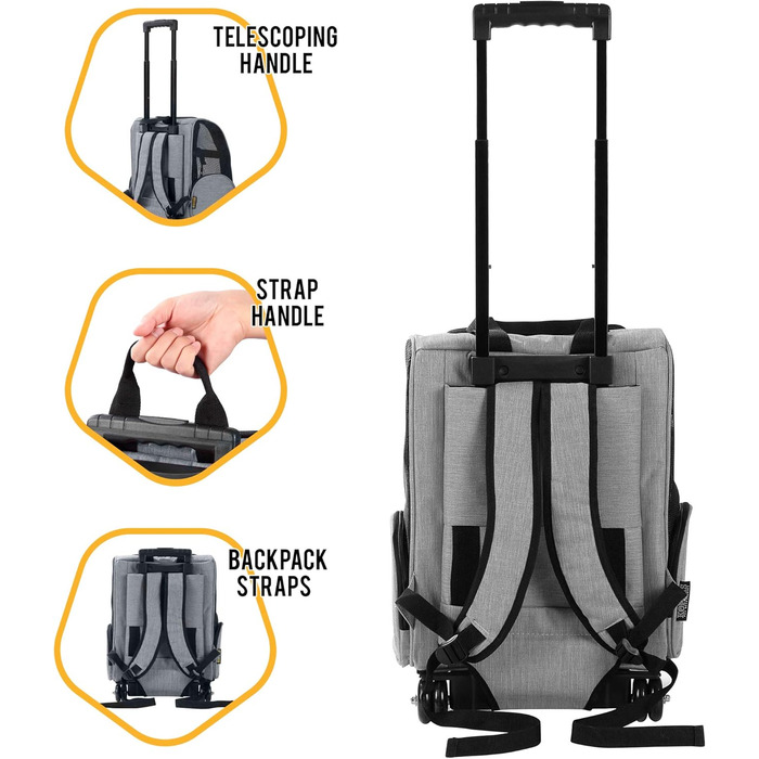 KOPEKS Deluxe рюкзак-переноска для тварин з подвійними колесами, середній, сірий (L 33 x B 30 x H 51 см)