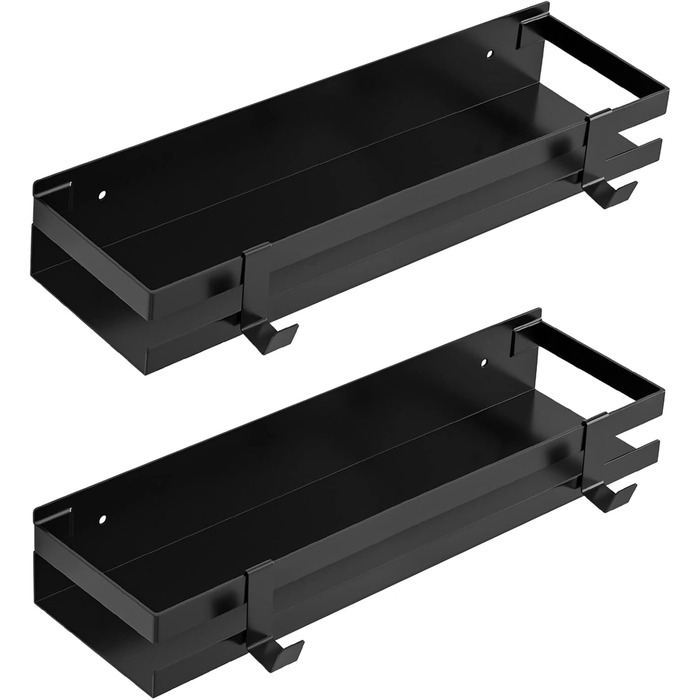 Tedsrewa Spice Rack Wall 2-Piece Set Stainless Steel Spice Rack, Black Spice Rack Hanging No Drilling, Used as Kitchen Cabinet Organizer Kitchen Shelf Wall Kitchen Shelf For Spices - 30×10×6CM