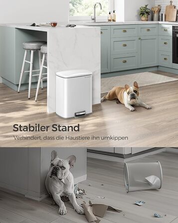 Відро для сміття SONGMICS 20 л з педаллю, м'яким закриттям, з внутрішнім відром, 15 мішків, металеве срібло