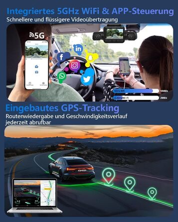 Відеореєстратор HUPEJOS KI Dashcam Auto 4-х канальний з монітором водія, 3K + 3 * 1080P, 360° камера, WiFi, GPS, CPL, 128GB, 24H парковка (V8Pro)