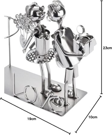 BRUBAKER Wine Bottle Holder - Loving Couple - Metal Bottle Stand with Greeting Card for Wine Gift