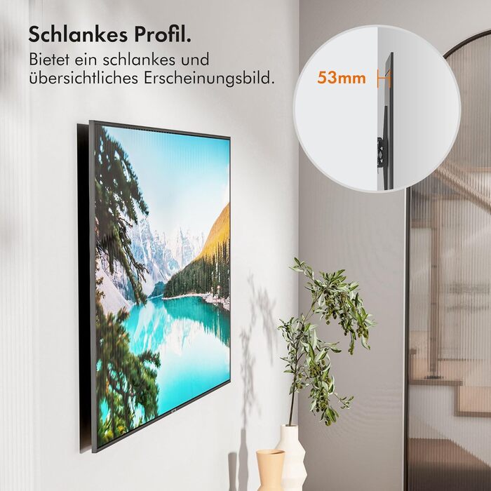 Кріплення для телевізора VonHaus для екранів 26-55 дюймів, настінна кріплення з рівнем, плоске до стіни, з функцією нахилу, 45 кг, VESA 400x400