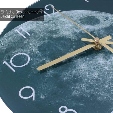 VIKMARI Glass Wall Clock Silent-Non Ticking Wall Clocks - Quality Quartz Battery-Operated Round 12 Inch (Earth Pattern)