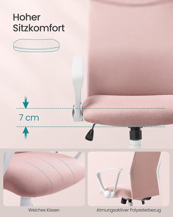 Офісний стілець SONGMICS, ергономічний, регульований, до 100 кг, Bonbonrosa (рожевий)
