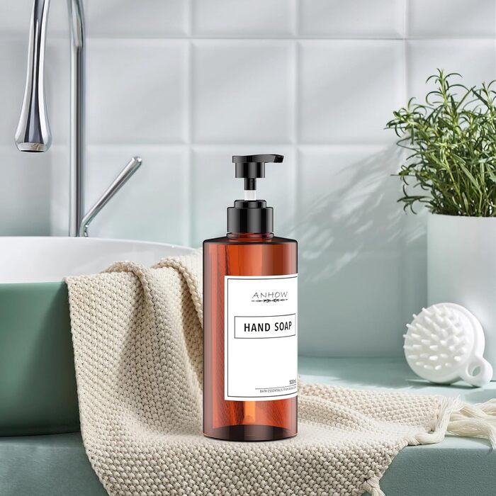 Набір дозаторів для мила настінний, 4шт. Без свердління, 500мл, коричневий. Етикетки в комплекті для душу/кухні/ванної кімнати