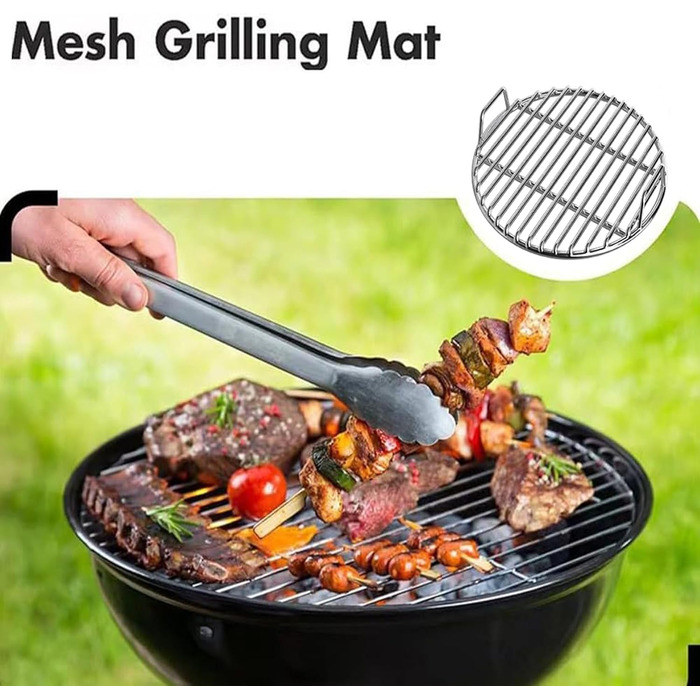 Решітка для гриля з нержавіючої сталі, круглі, різні розміри, для барбекю, кемпінгу, саду. Міцна зварна конструкція, легке очищення, рівномірний нагрів (Ø30 см)