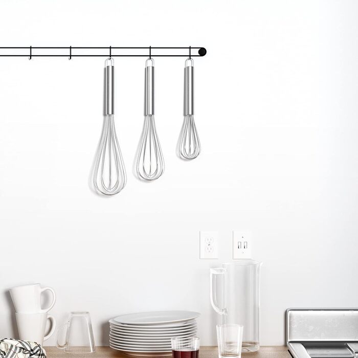 Набір вінчиків Newaner з нержавіючої сталі, 3 шт. (21 см, 26 см, 29 см) для змішування, збивання тіста, яєць, готування мусів. Якісні вінчики для кухні, їдальні, срібного кольору.