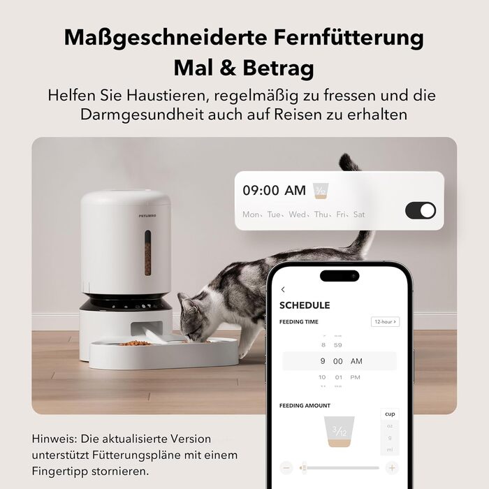 Автоматичний годівниця для котів та собак PETLIBRO 5L з Wi-Fi та мобільним додатком, датчиком низького рівня корму, 1-10 прийомів їжі на день, білий