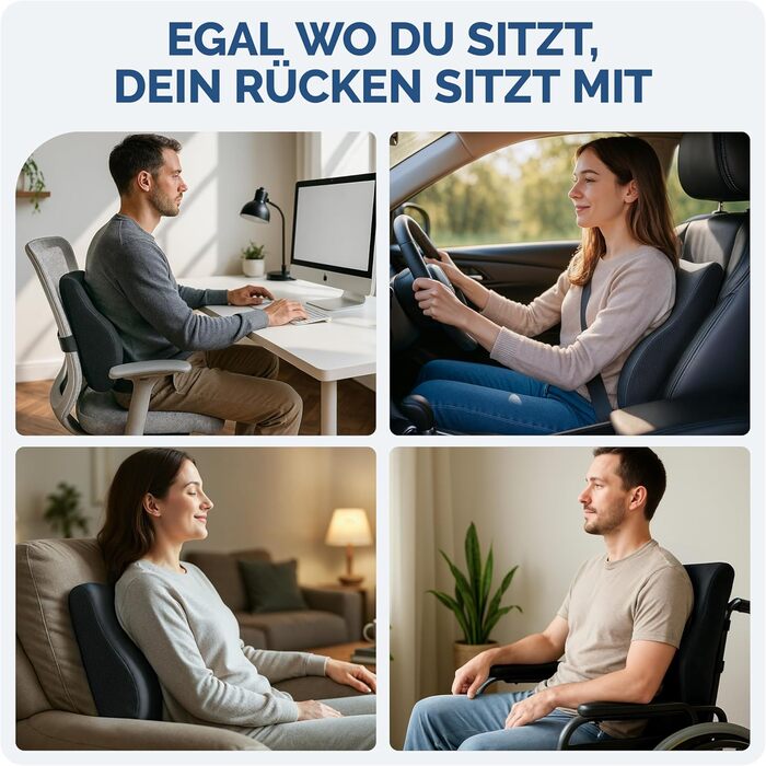 Ортопедична подушка для спини Blumtal з Memory Foam: підтримка попереку, сертифікат OEKO-TEX, знімний чохол