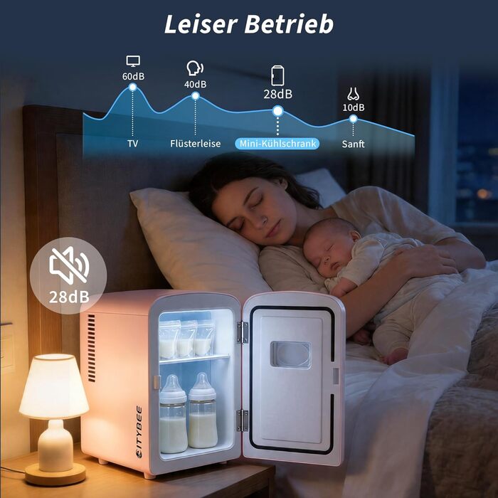 Міні-холодильник Citybee 4л з функцією охолодження та підігріву, 220V/12V, рожевий - для дому, офісу, авто, кемпінгу