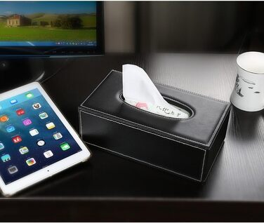 KINGFOM Коробка для косметичних серветок прямокутної форми для дому/офісу/автомобіля (Біла) (Чорна)