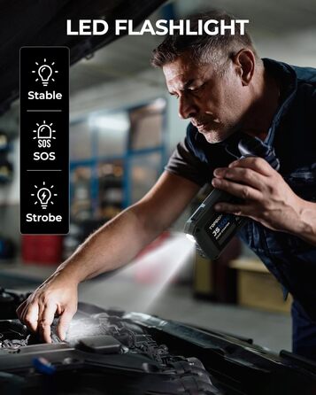 TOPDON JS3000 Powerbank для запуску двигуна: автостартер, бустер для акумулятора до 9л бензину та 7л дизеля, 24000mAh (1500A), LED, EVA-сумка