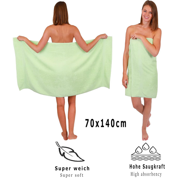 Betz 6-Piece Bath Towel Set - Shower Towel, Palermo Size 70x140 cm, 100% Cotton, Green