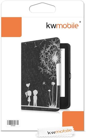 Чохол-книжка kwmobile для Tolino Shine 2 HD - Чохол для електронного читача з квітковим принтом (підтюльник) білий/чорний