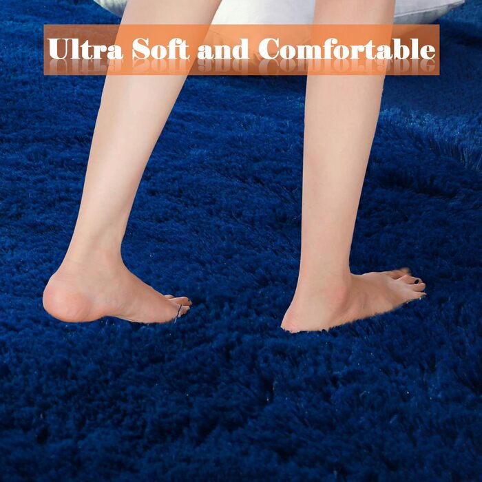 Килим для вітальні Gsogcax 120x160 см, пухнастий, з антиковзаючою основою, супер м'який, великий, для дому, сучасний декор, килим на підлогу (Темно-синій, 180x270 см)