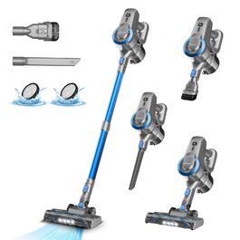 Бездротовий акумуляторний пилосос Horizon-blue з потужністю 28000Pa, 175W, час роботи 55 хвилин, антизаплутана щітка, самостійна парковка, легкий, для килимів, твердих підлог, шерсті тварин