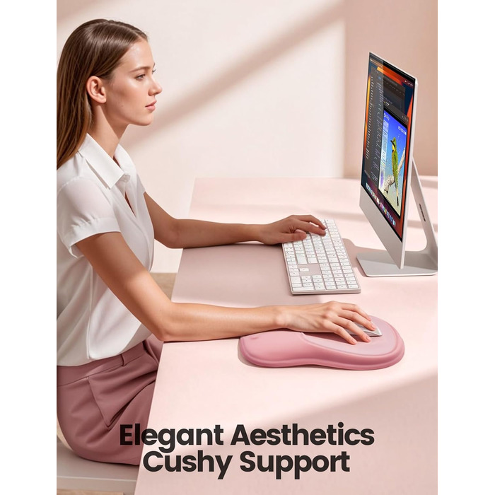 Підставка для зап'ястя Meatanty Ergonomische Handgelenkauflage – М'яка підставка з Memory Foam для клавіатури та миші, антиковзка, для офісу, дому та геймінгу (Світло-рожевий)