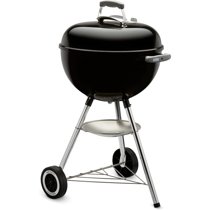 Вугільний гриль Weber Classic Kettle 47 см, порцелянове емалювання, з термометром і колесами, чорний
