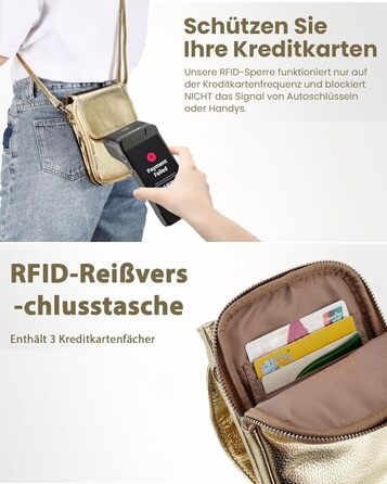 Чохол для телефону Befen зі шкіри, жіночий, з RFID-захистом та відділеннями для карток, золотистий