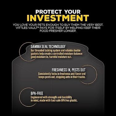 Контейнер для зберігання корму Gamma2 Vittles Vault - герметичний, до 13.6 кг, для собак, котів, птахів, BPA-free