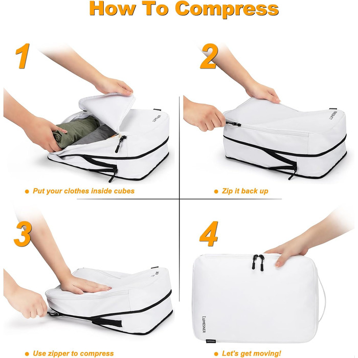 Органайзер для валізи 8 шт. Набір упакувальних сумок для подорожей, косметичка (білий)