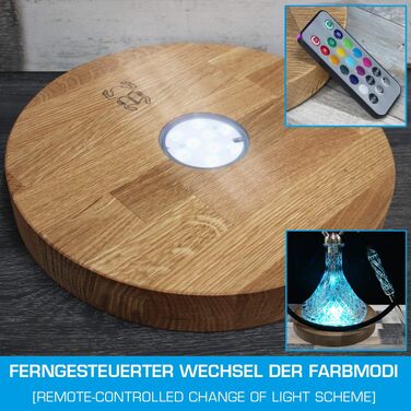 Kaya Shisha LED Coaster, with LED and Remote Control, Hookah Accessories (Ø 22cm) (Oak, 30cm)