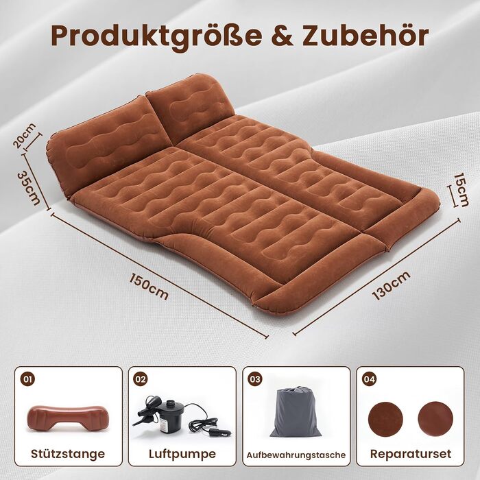 Автомобільний надувний матрац Ytaoeo для кемпінгу та подорожей, 188x132x15 см, помаранчевий