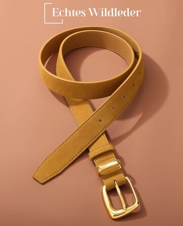 Жіночий шкіряний ремінь VONMELLI вінтажний, регульований, під сукню, джинси, костюм, з модною золотою пряжкою (жовтий, 116-127 см)