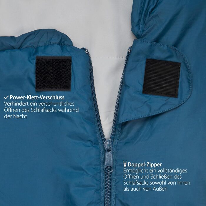 Легкий спальний мішок Outdoro 800g - компактний, теплий, для чоловіків та жінок, блакитний (ліва блискавка)