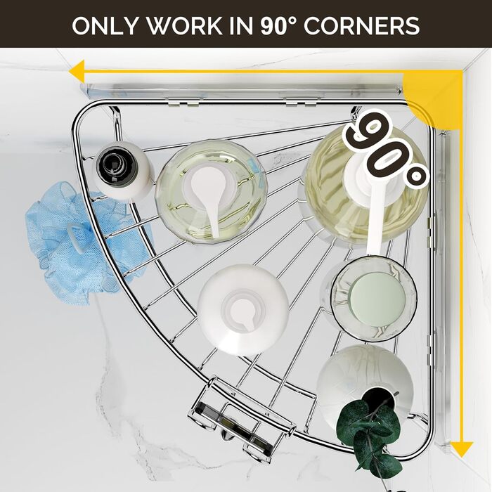 Orimade Corner Shower Shelf, No Drilling Required, Adhesive Shower Shelf - Stainless Steel - SUS304 Shower Shelf - 2 Pieces
