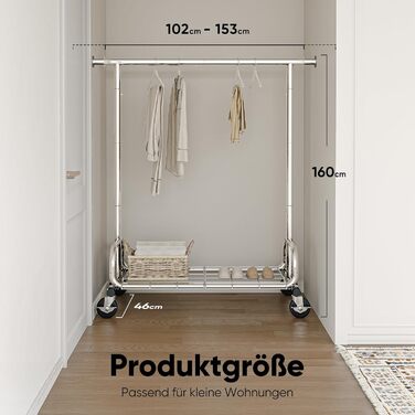 Стійка для одягу на колесах HOKEEPER, 136 кг, важка, висувна штанга для одягу S002S